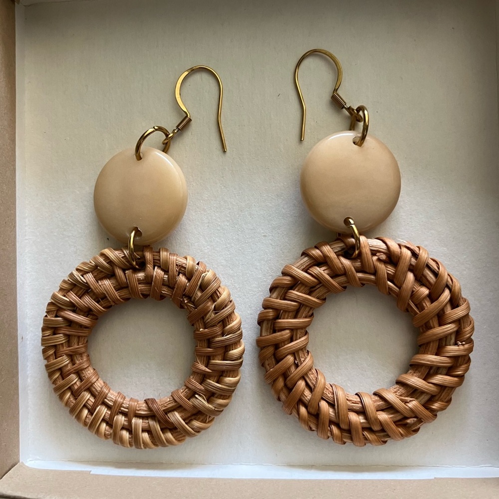 Sela Designs tagua and rattan earrings